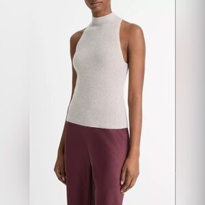 BNWT VINCE Mock Tank Italian Metallic Alpaca Blend Sleeveless size Medium $295